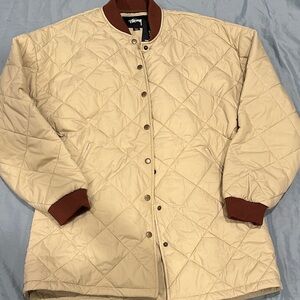Stussy Women's Barriers Quilted Jacket, Taupe, Size S, 215068